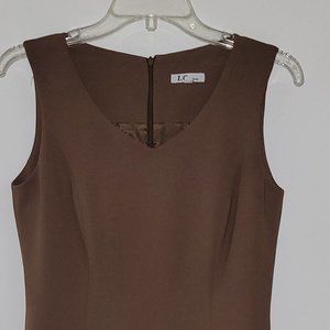 Dress w matching Coat New Sz 6 Dk Taupe IC Design NWOT